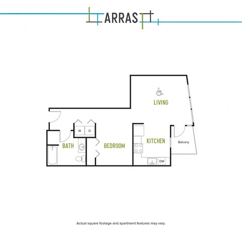Floor plan for studio, 623 sqft